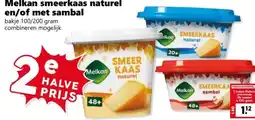 Coop Melkan smeerkaas naturel en/of met sambal aanbieding