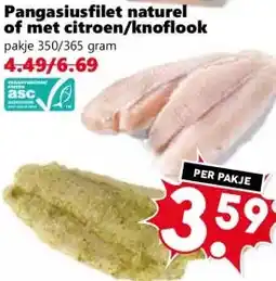 Coop Pangasiusfilet naturel of met citroen/knoflook aanbieding