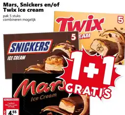 Coop Mars, Snickers en/of Twix ice cream aanbieding