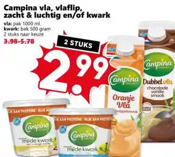 Coop Campina vla, vlaflip, zacht & luchtig en/of kwark aanbieding
