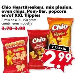 Coop Chio HeartBreakers, mix plosion, oven chips, Pom-Bar, popcorn en/of XXL flippies aanbieding