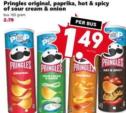 Coop Pringles original, paprika, hot & spicy of sour cream & onion aanbieding