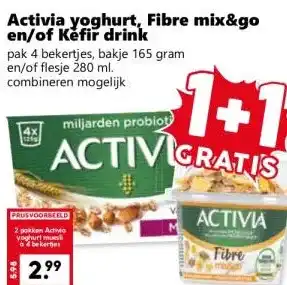Activia yoghurt, Fibre mix&go en/of Kefir drink
