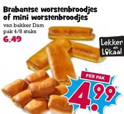 Boon`s Markt Brabantse worstenbroodjes of mini worstenbroodjes van bakker Dam aanbieding