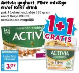 Boon`s Markt Activia yoghurt, Fibre mix&go en/of Kefir drink aanbieding