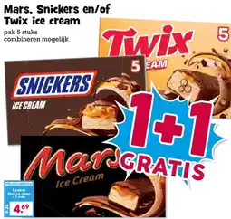 Boon`s Markt Mars, Snickers en/of Twix ice cream aanbieding