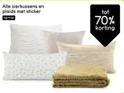 Leen Bakker Alle sierkussens en plaids met sticker aanbieding
