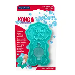 Zooplus Kong Dog Massageborstel Zoom Groom - Turquise: L 12 x B 7 x H 7 cm aanbieding