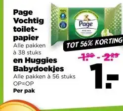 PLUS Page Vochtig toilet- papier en Huggies Babydoekjes Per pak aanbieding
