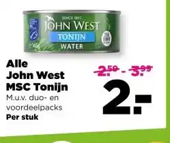 PLUS Alle John West MSC Tonijn aanbieding