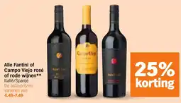 Albert Heijn Alle Fantini of Campo Viejo rosé of rode wijnen aanbieding
