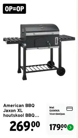 GAMMA American BBQ Jaxon XL houtskool BBQ metaal zwart 70 x 46 cm aanbieding