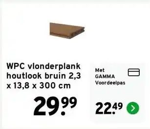 GAMMA WPC vlonderplank houtlook bruin 2,3 x 13,8 x 300 cm aanbieding
