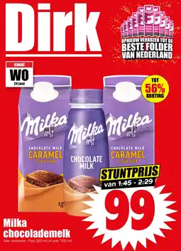 Dirk Milka chocoladademelk aanbieding