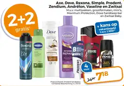 Trekpleister Axe, Dove, Rexona, Simple, Prodent, Zendium, Andrélon, Vaseline en Zwitsal aanbieding