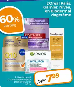 Trekpleister L'Oréal Paris, Garnier, Nivea, en Biodermal dagcrème aanbieding