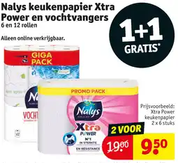 Kruidvat Nalys keukenpapier Xtra Power en vochtvangers aanbieding