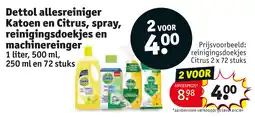 Kruidvat Dettol allesreiniger katoen en citrus, spray, reinigingsdoekjes en machinereinger aanbieding