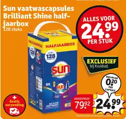 Kruidvat Sun vaatwascapsules brilliant shine halfjaarbox aanbieding