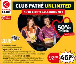 Kruidvat Club pathé unlimited aanbieding