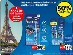 Kruidvat Oral-B elektrische tandenborstel en opzetborstels i0 Kids Stitch aanbieding