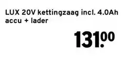 GAMMA LUX 20V kettingzaag incl. 4.0Ah accu + lader aanbieding