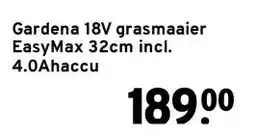 GAMMA Gardena 18V grasmaaier EasyMax 32cm incl. 4.0Ahaccu aanbieding