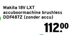 GAMMA Makita 18V LXT accuboormachine brushless DDF487Z (zonder accu) aanbieding
