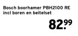 GAMMA Bosch boorhamer PBH2100 RE incl boren en beitelset aanbieding