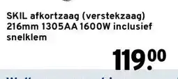 GAMMA SKIL afkortzaag (verstekzaag) 216mm 1305AA 1600W inclusief snelklem aanbieding