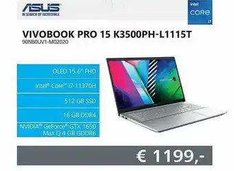 ITPRODEALS Asus Vivobook Pro 15 K3500PH-L1115T 90NB0UV1-M02020 Laptop aanbieding