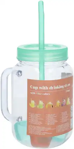 Dirk Drinkbeker m.rietje ijsklontje 550 ml 4 ass aanbieding