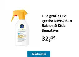 Plein.nl 1+2 gratis1+2 gratis: NIVEA Sun Babies & Kids Sensitive aanbieding