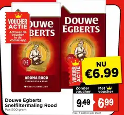 Vomar Voordeelmarkt Douwe Egberts Snelfiltermaling Rood aanbieding