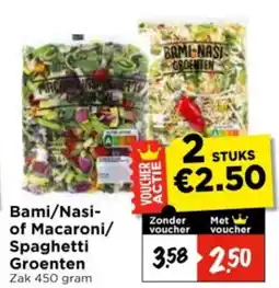 Vomar Voordeelmarkt BamiN asi- of Macaroni Spaghetti Groenten aanbieding