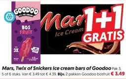 Dekamarkt Mars, twix of snickers ice cream bars of goodoo aanbieding