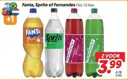 Dekamarkt Fanta, sprite of fernandes aanbieding