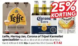 Dekamarkt Leffe, hertog jan, corona of tripel karmeliet speciaalbier aanbieding