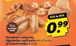 Boni Roomboter croissants, tijgerbollen, petit pains of kaiserbroodjes aanbieding