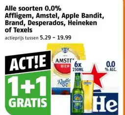 Poiesz Alle soorten 0.0% affligem, amstel, apple bandit, brand, desperados, heineken of texels aanbieding