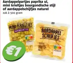 Poiesz Aardappelpartjes paprika ui, mini krieltjes bourgondische stijl of aardappelschijfjes naturel aanbieding