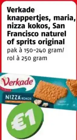 Poiesz Verkade knappertjes, maria, nizza kokos, san francisco naturel of sprits original aanbieding