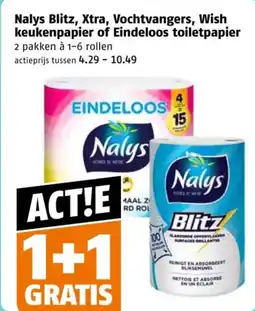 Poiesz Nalys blitz, xtra, vochtvangers, wish keukenpapier of eindeloos toiletpapier aanbieding