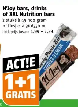 Poiesz N'joy bars, drinks of xxl nutrition bars aanbieding