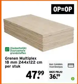 GAMMA Grenen Multiplex 18 mm 244x122 cm aanbieding