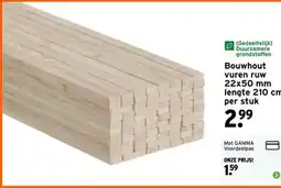 GAMMA Bouwhout vuren ruw 22x50 mm lengte 210 cm aanbieding