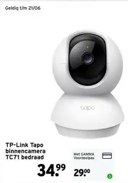 GAMMA TP-Link Tapo binnencamera TC71 bedraad aanbieding
