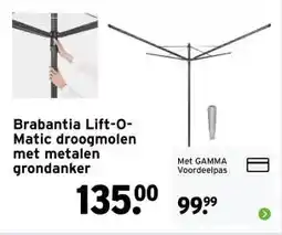 GAMMA Brabantia Lift-O- Matic droogmolen met metalen grondanker aanbieding