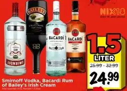 Vomar Voordeelmarkt Smirnoff Vodka, Bacardi Rum of Bailey's Irish Cream aanbieding