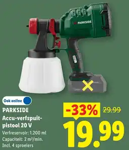 Lidl Parkside Accu-verfspuitpistool 20V aanbieding